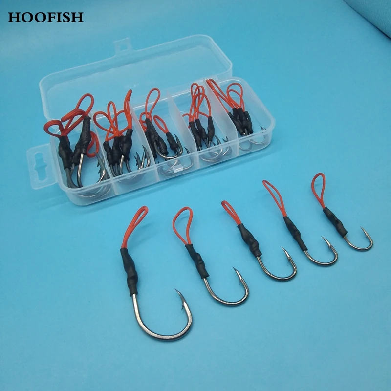 HOOFISH 25 шт.+ 1 коробка/лот 1#2#3#4#5# высокое качество металлический крючок с PE леской смешанные комбинации различных размеров рыболовный крючок