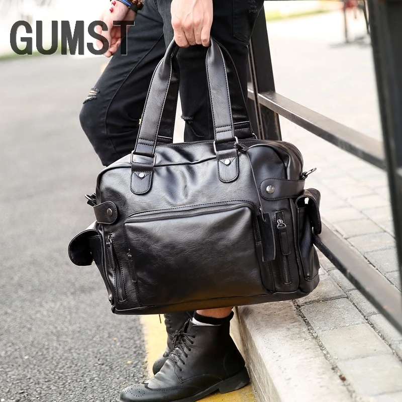Мужская кожаная сумка мессенджер GUMST повседневная дорожная портфель через плечо