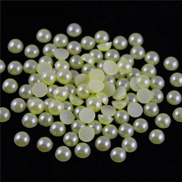Yellow 550pcs Lucia crafts 550 шт/1100 шт 5 мм многоцветные поделки ABS искусственный жемчуг полукруглый плоский с оборота жемчуг DIY аксессуары F0907 - Цвет: Yellow 550pcs