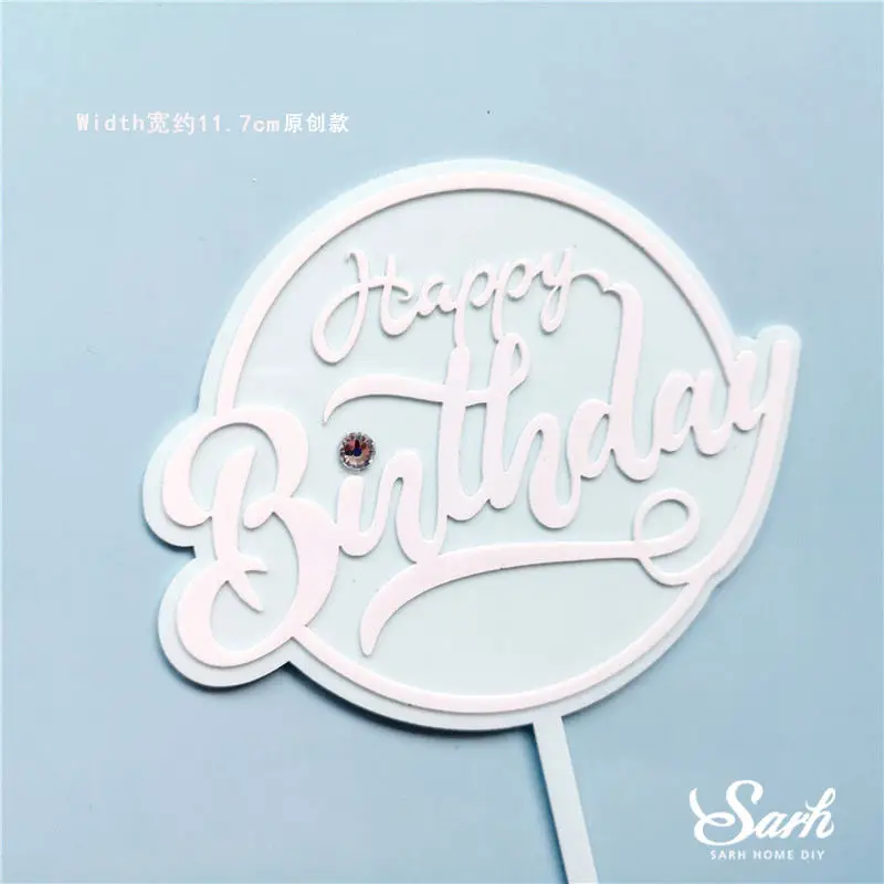 Diamond birthday E Блестящее украшение для именинного торта с бриллиантами, голубое, розовое, золотое, для мальчиков и девочек, вечерние украшения, Сказочная выпечка, милые подарки - Цвет: Diamond birthday E