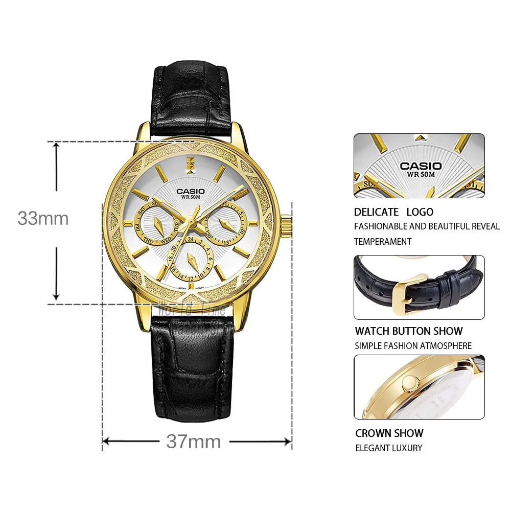 Casio смотреть женские часы лучший бренд класса люкс 50м Водонепроницаемый