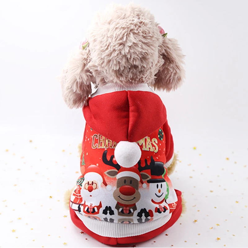 New Year Pet Dog Hooded Coat Jacket Winter Warm Clothes for Small Dogs Chihuahua Pug Costumes Christmas Puppy Clothing Overalls|Пальто и