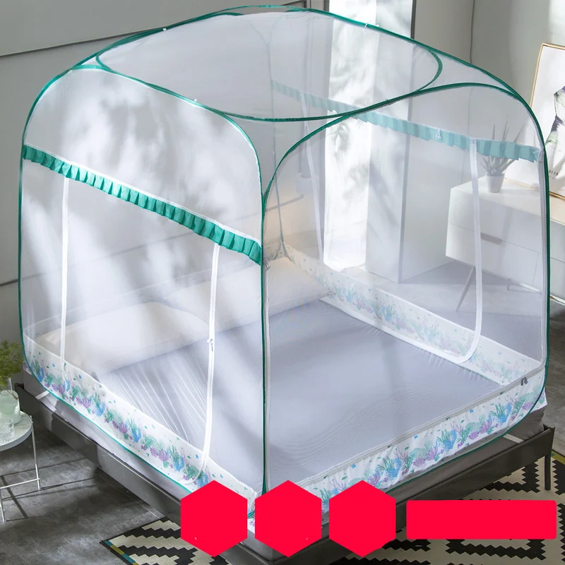 

Yurt Mosquito Nets Three-door Summer Full Cover Netting For Double Bed Adult Mosquito Netting Large Capacity Bed Canopy Net Tent