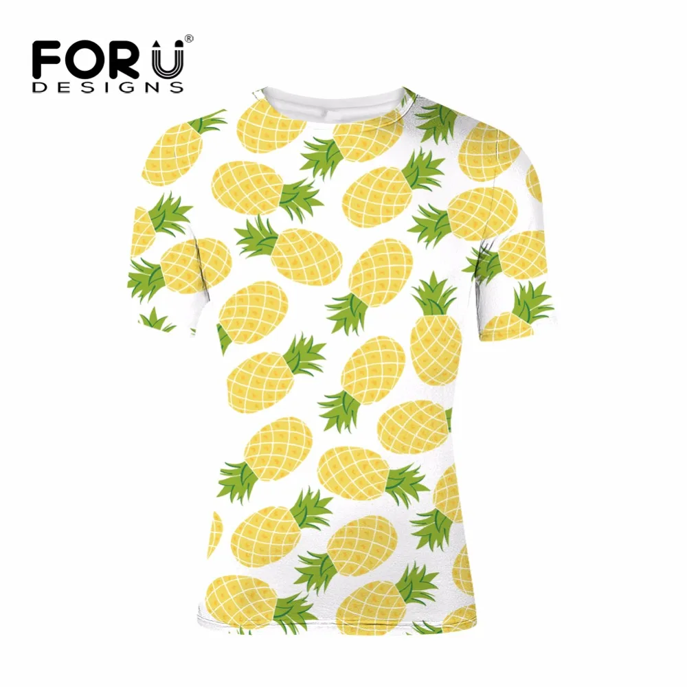 FORUDESIGNS/футболка с ананасом одежда летняя футболка мужская женская повседневная