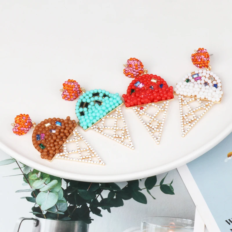JURAN Ice Cream Earrings for Women Girls Party Drop Earrings Summer INS Trendy Drop Earrings Statement Wedding Jewelry