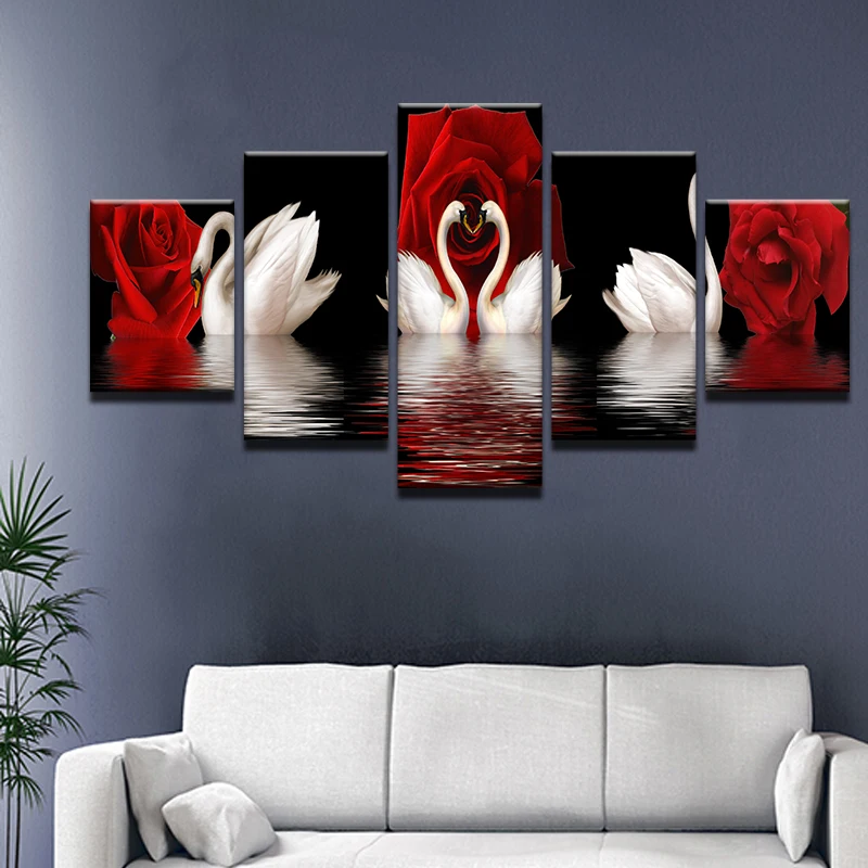 5 шт. картины на холсте с изображением цветов розы любви гуся|picture for living room|modern