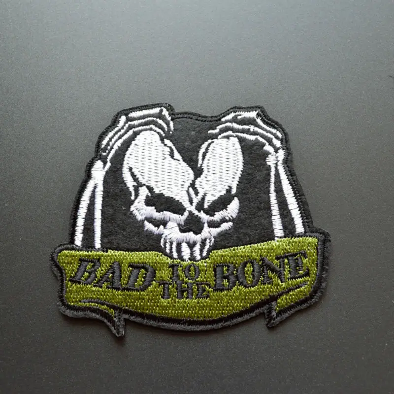 Заплатка с изображением скелета bad to the bone для одежды байкерские нашивки вышивкой