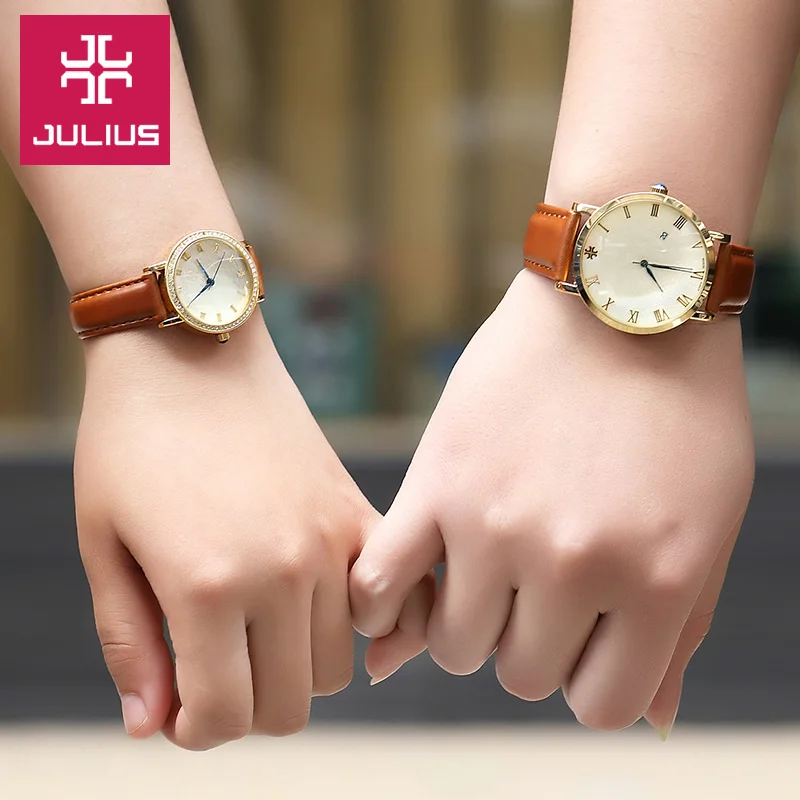 

Top Julius Man Woman Dragon Phoenix Single Watch 4 Colors Simple Fashion Hours Dress Bracelet Leather Boy Girl Love Gift No Box