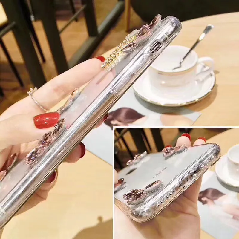 Для iPhone 11 Pro Max XR XS MAX Алмазный четырехлистный клевер мягкий прозрачный чехол для X 8