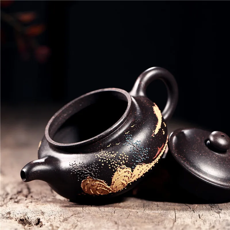 200cc Authentic Yixing Teapot Master Handmade Chinese Health Purple Clay Fang Gu Pot Landscape Antique Tea Set Zisha | Дом и сад