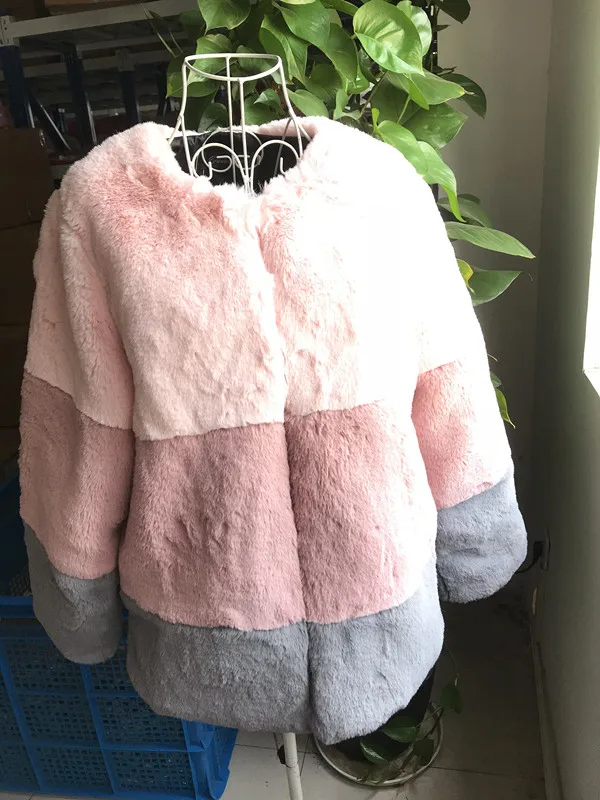 Small Fresh Temperamental Fur Coat OLGITUM Winter Soft Imitation Rabbit Short Color Matching Fur Outwear Mujer Female Jacket