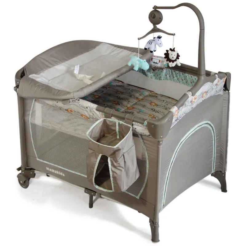 Babytrend в том же параграфе прямая складная кроватка Многофункциональная портативная игровая кровать детская с пеленками набор колесико для детской кроватки