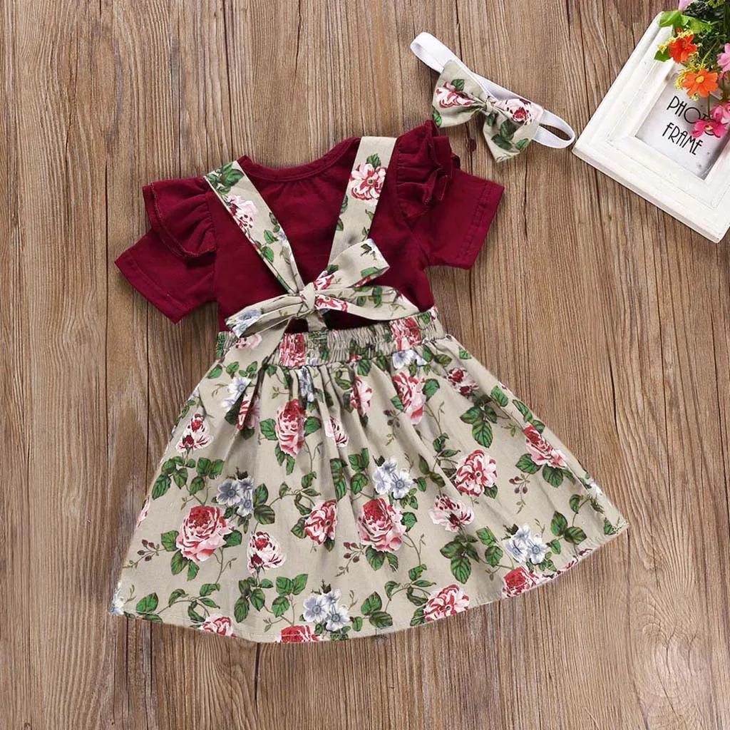 Комплект из 3 предметов Одежда для новорожденных девочек комбинезон юбка +