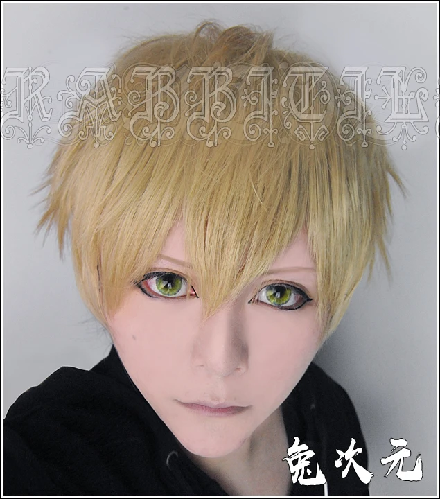 Парик для косплея из аниме One Punch Man Genos термостойкие короткие льняные светлые