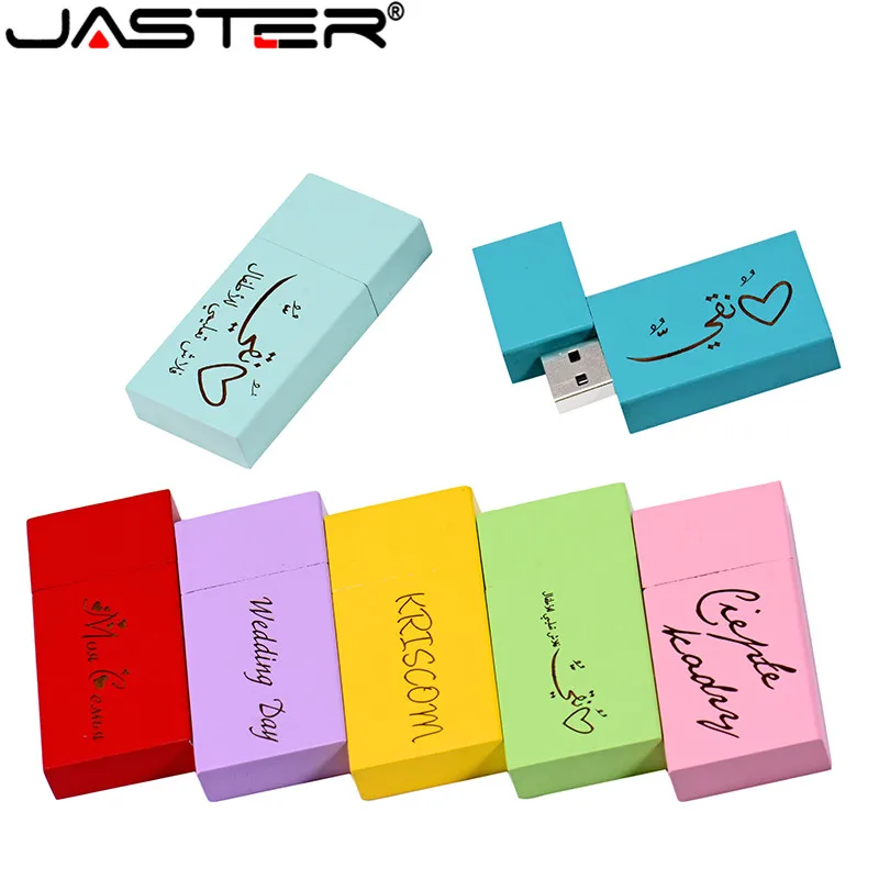 JASTER USB 2 0 логотип индивидуальный деревянный цветной блок флеш накопитель