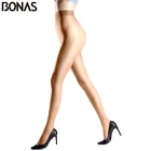 Колготки BONAS 6 шт.компл. 15D, блестящие однотонные нейлоновые колготки с Т-образным шаговым швом для женщин, эластичные бесшовные колготки для женщин