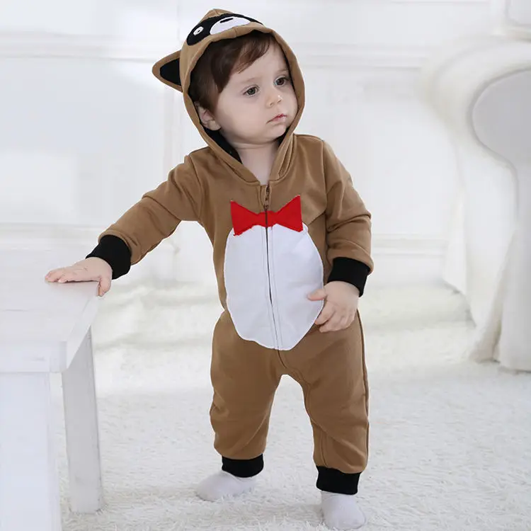 Верхняя одежда для малышей с рисунками животных Хлопковая верхняя капюшоном