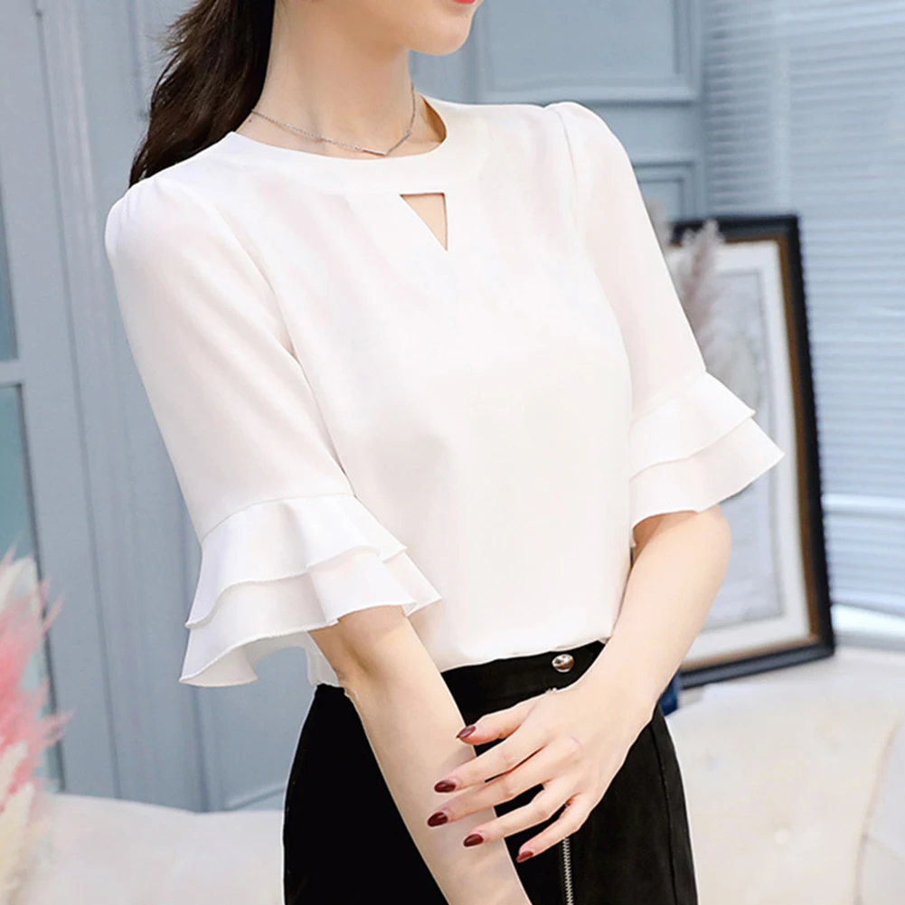Женская Элегантная блузка модные летние офисные женские рубашки с коротким