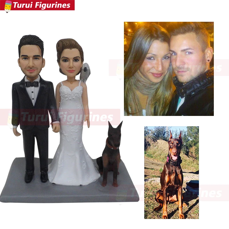 

Turui Figurines custom wedding invitation cake topper dress suits ring personalised with name and date wedding sticker gift