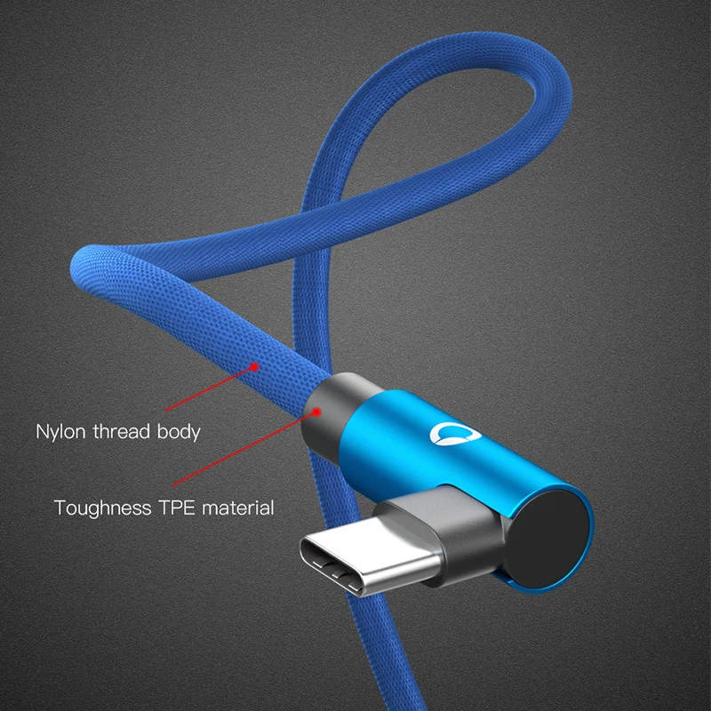 PZOZ 2 м usb c кабель 3,1 Быстрая зарядка 90 градусов нейлоновая оплетка L Тип шнур для передачи данных зарядное устройство для samsung S8 S9 Note 8 9 Xiaomi mi6 mi8