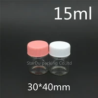 free shipping 15pcs 3040mm 15ml screw neck glass bottle with plastic cap for vinegar or alcoholcarftstorage candy bottle
