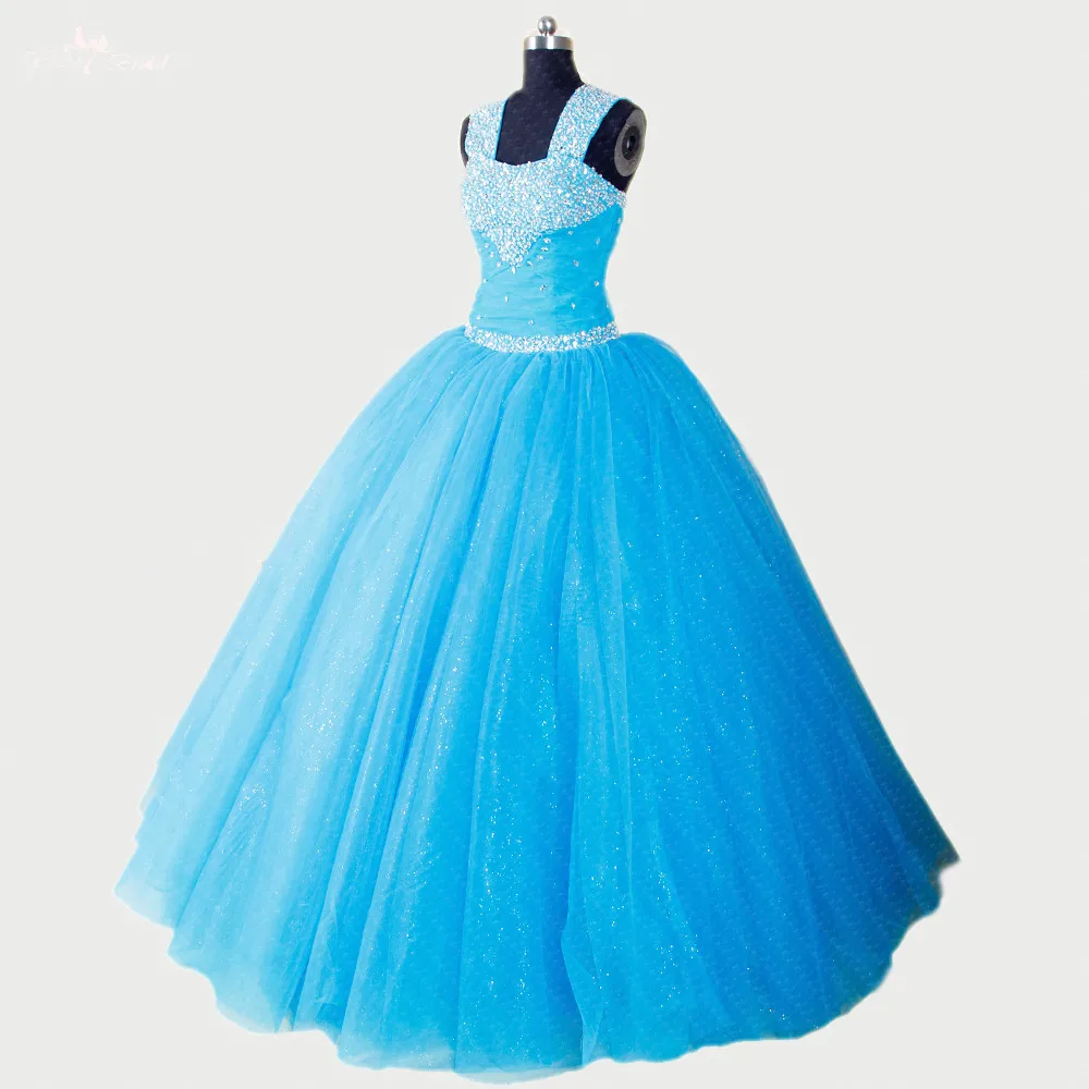RSE276 высокое качество Yiaibridal Кристальные бисерные плечевые ремни Aqua Blue Quinceanera