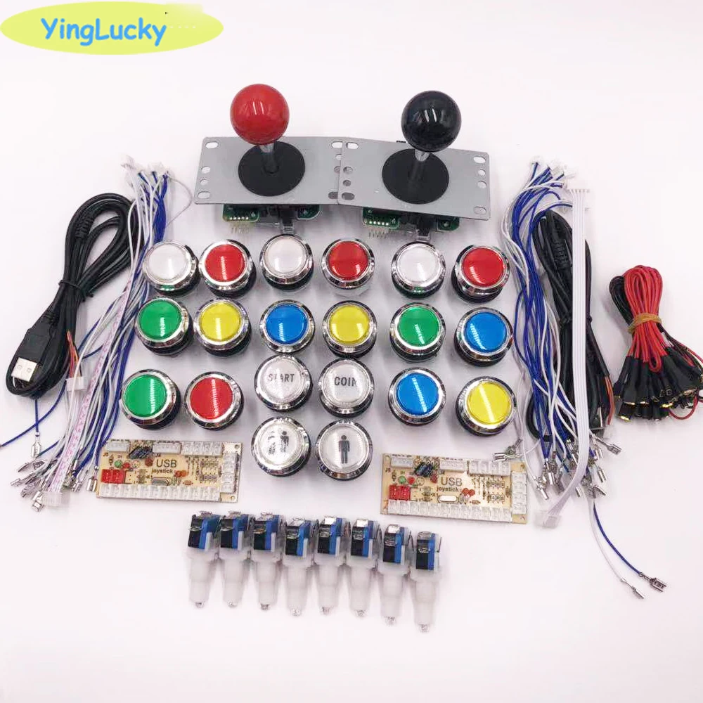 Blending button Аркадный джойстик DIY Kit Нулевая задержка аркадный Набор DIY 2 игрока клавиатура USB кодер к ПК SANWA Джойстик+ светодиодный кнопочные кнопки - Цвет: Blending button