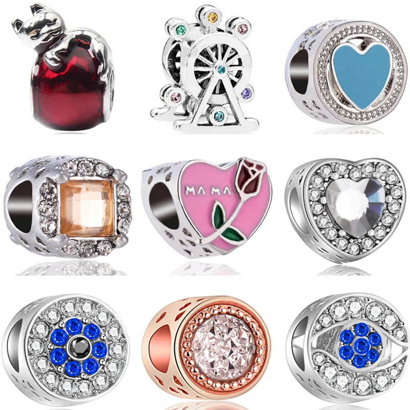 Макси красочные хрустальные подвески с волком колесо обозрения цветы сердечки