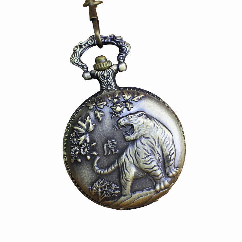 2021 women men old father mother gift fashion Chinese zodiac animal large dial pocket watches quartz flip vintage fob clock | Наручные