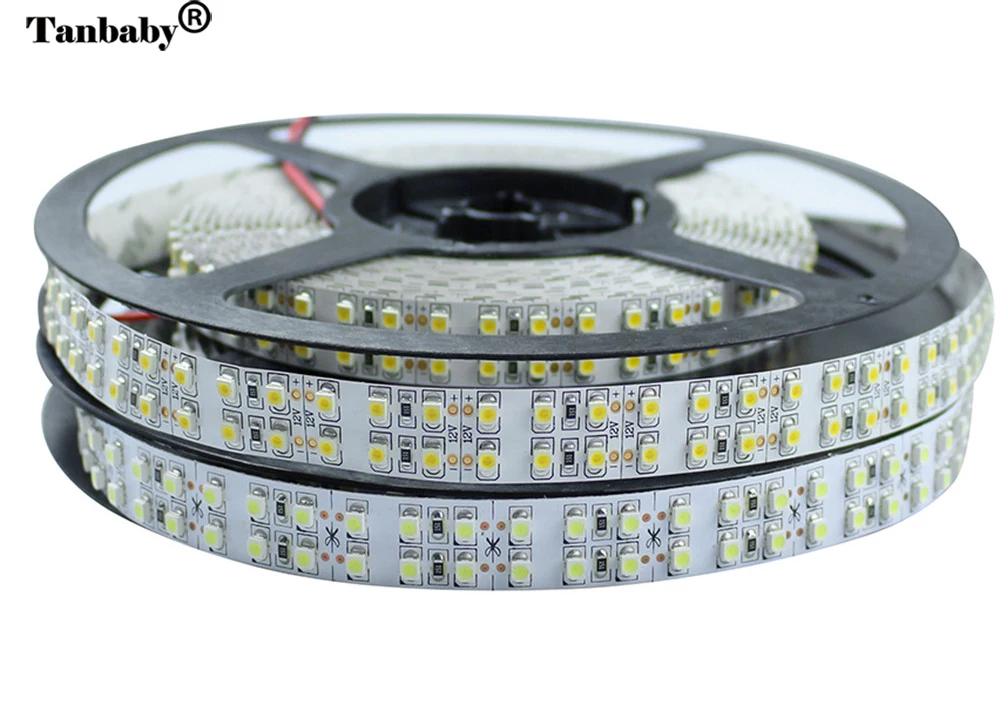 240 led/M 3528 Светодиодная лента двухрядная 5 м 1200led гибкая лента DC12V теплый/белый не водонепроницаемый домашний внутренний светильник