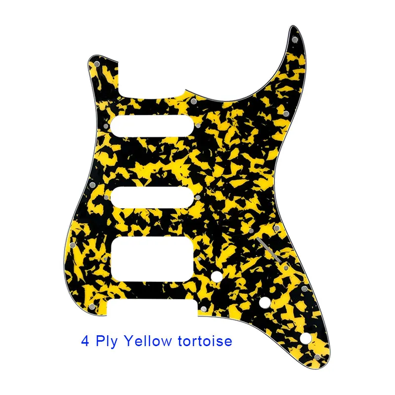 4ply yellow tortoise Pleroo аксессуары для гитары 11 винтовое отверстие накладки для Fender Stratocaster США/мексиканский стандарт ST HSS гитары ra царапины пластины - Цвет: 4ply yellow tortoise