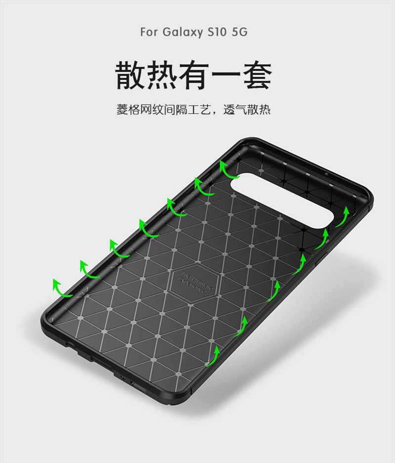 For Samsung Galaxy S10 5G Case Cover Silicone Soft TPU Carbon Fiber Texture Phone Shield Shockproof |