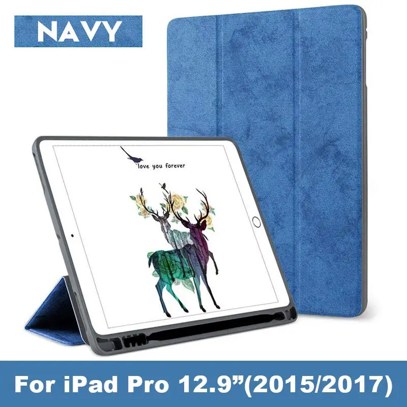 Чехол для iPad Pro 12,9 3th Funda с держателем карандаша Умный Магнитный силиконовый чехол для iPad Pro 12,9 1th 2th Capa - Цвет: 12.9 2015 2017 NV 2