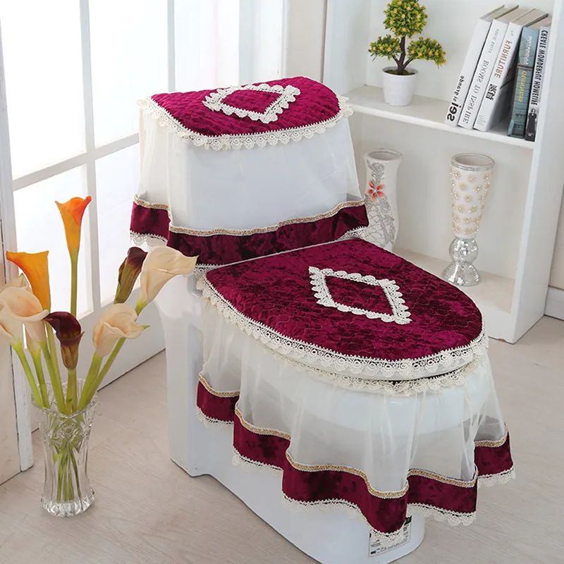 3 шт./компл. набор для ванной комнаты и туалета коврики туалета|toilet seat cushion|lace