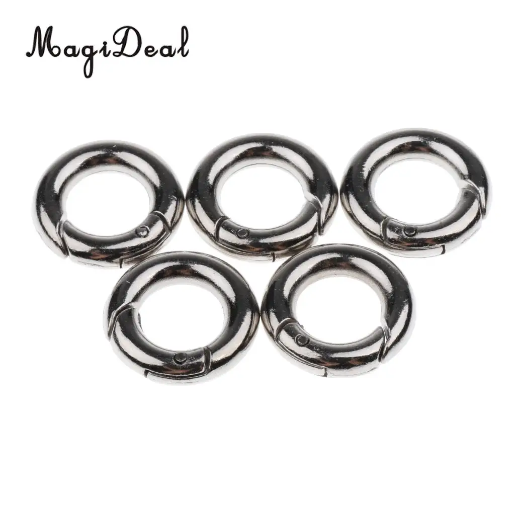 20mm 5 шт. круглый пуш-ап ворота оснастку открыть крюк пружинное кольцо брелок карабин 15/20/25/30/35/40/45 мм для походный рюкзак сумки из натуральной кожи - Цвет: 20mm