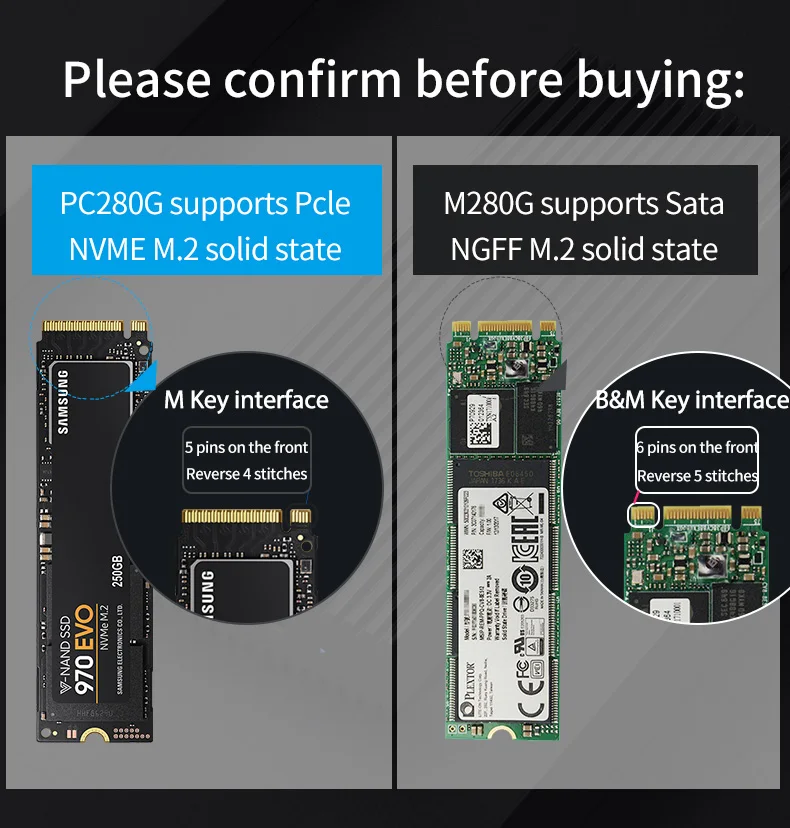 SSD алюминиевый корпус Поддержка PCIe NVME/NGFF M.2 M ключ/B& M ключ SSD type C 3,1 высокоскоростной кабель корпус жесткого диска