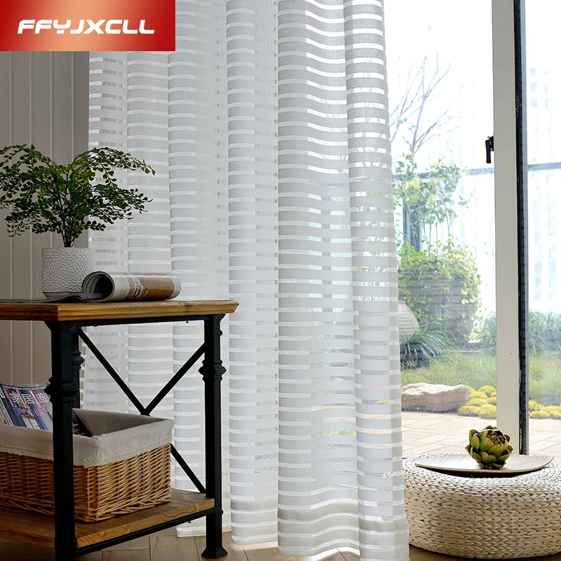Занавес из жаккардового белого тюля в полоску для гостиной спальни|curtain tape|curtain