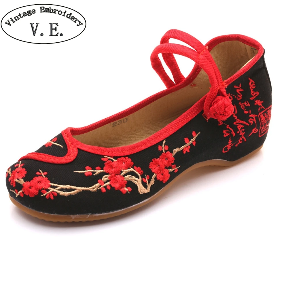 Женская обувь ручной работы на плоской подошве из хлопка с цветочной вышивкой