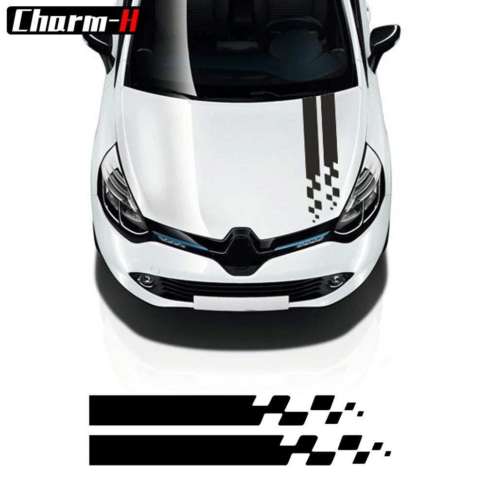 

Car Stripes Hood Sticker Racing Bonnet Sport Decal For Renault Megane Clio RS Captur Sandero Espace Twingo Scenic Laguna Trafic