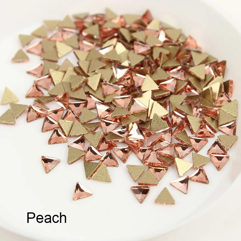 Peach 3mm Новинка! Стразы для ногтей, 5 мм, треугольные, плоские с оборота, кристаллы, 30/100 шт, для украшения ногтей своими руками - Цвет: Peach 3mm