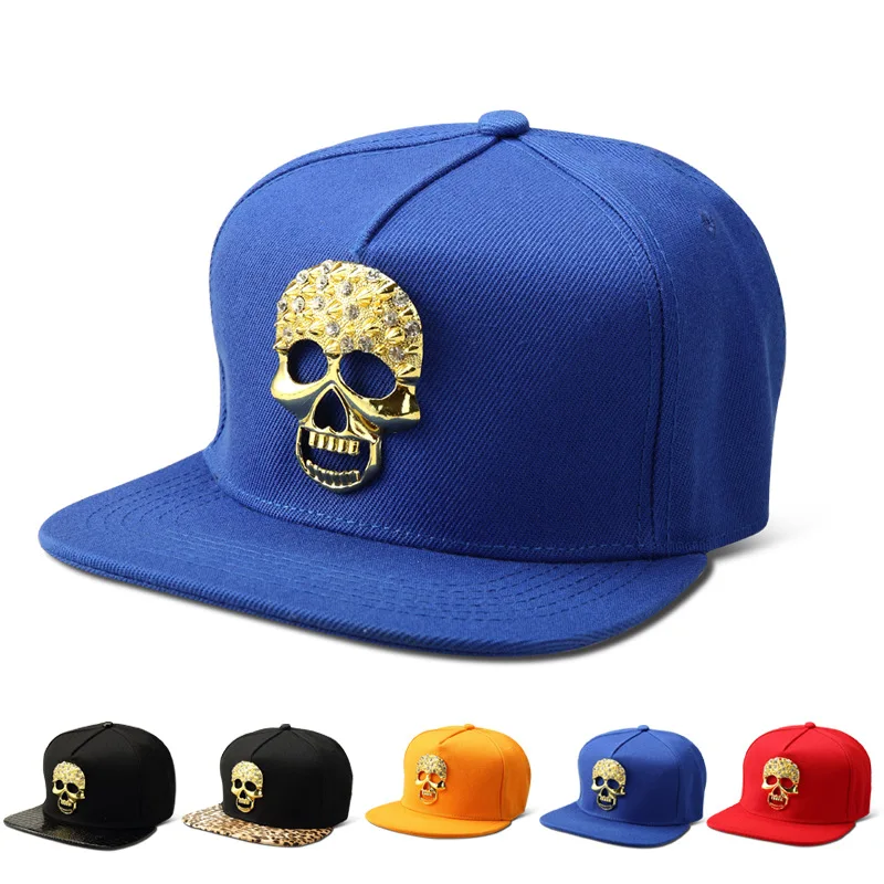 Bling Diamond Ghost Хлопковые бейсболки шапки для мужчин и женщин Gorras golf bone Golden Skull Head