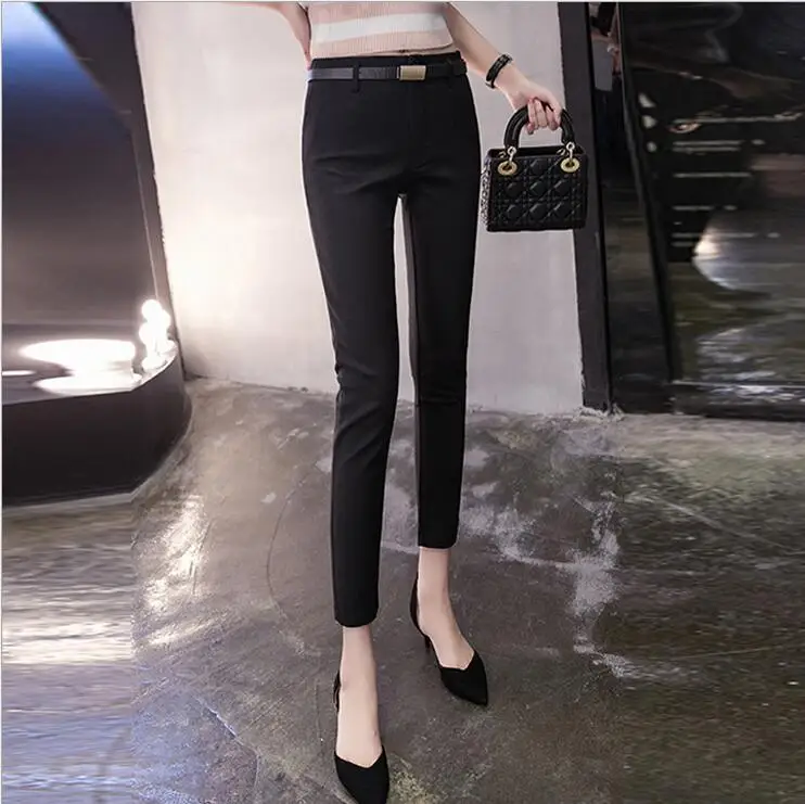 Новинка 2017 модные женские узкие облегающие брюки эластичные офисные с высокой