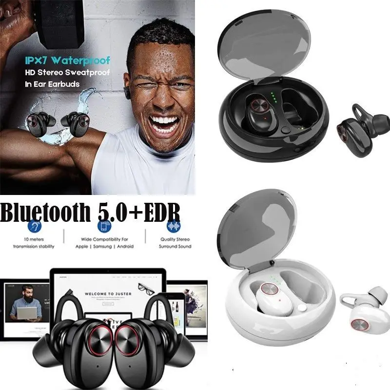 Беспроводной зарядки Bluetooth 5,0 мини TWS V5 наушники-вкладыши стерео наушники гарнитура для iPhone, Android