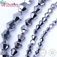 olingart 3mm4mm6mm8mm bicone upscale austrian crystal plating silver color beads loose bead bracelet diy jewelry making