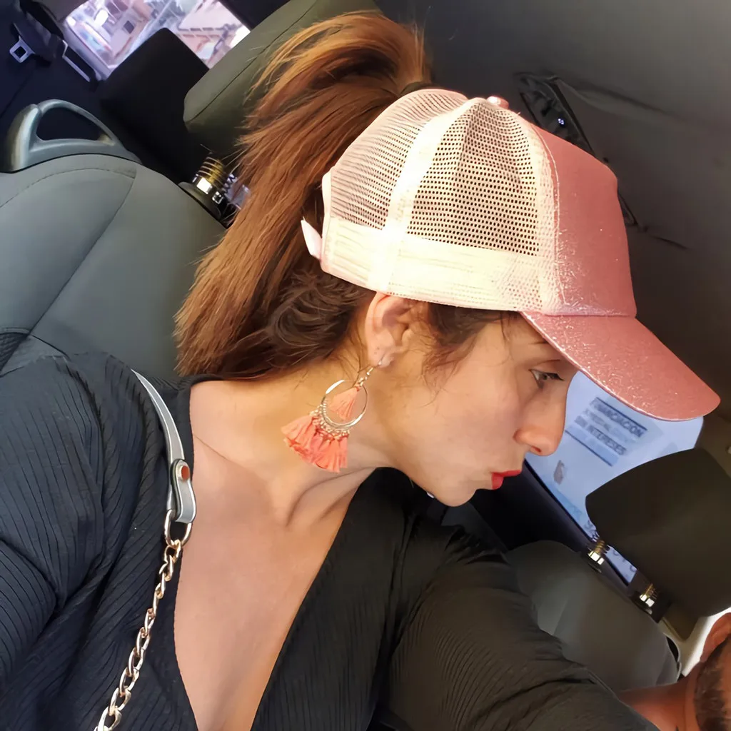 girls cap Ponytail Messy Buns Trucker Plain Baseball Visor Cap Unisex Glitter Hat petten voor mannen cappellini uomo#XP15