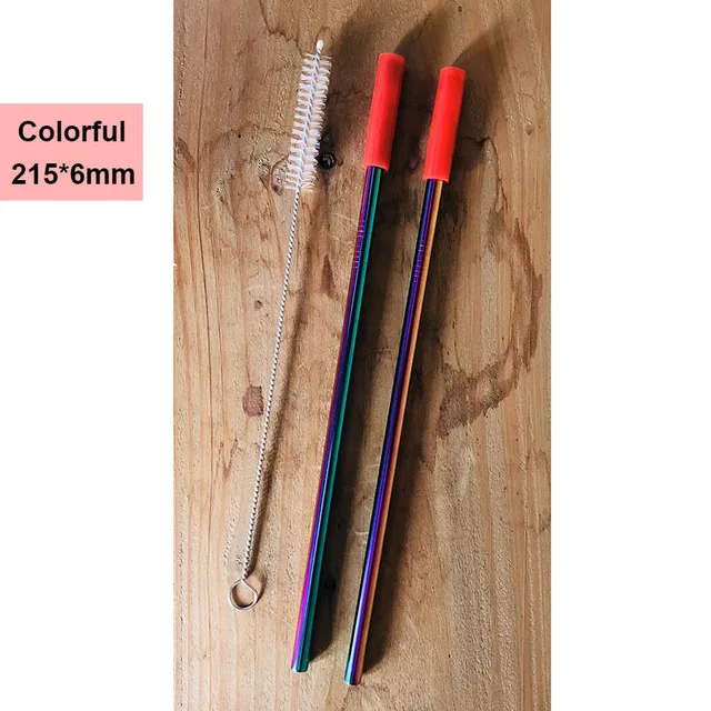 2Pcs-Colorful A2 4 шт./компл. многоразовые Нержавеющая сталь питьевой набор соломинок с силиконовыми наконечниками и щеточка для чистки металла соломинки для 30oz 20oz стаканы - Цвет: 2Pcs-Colorful A2