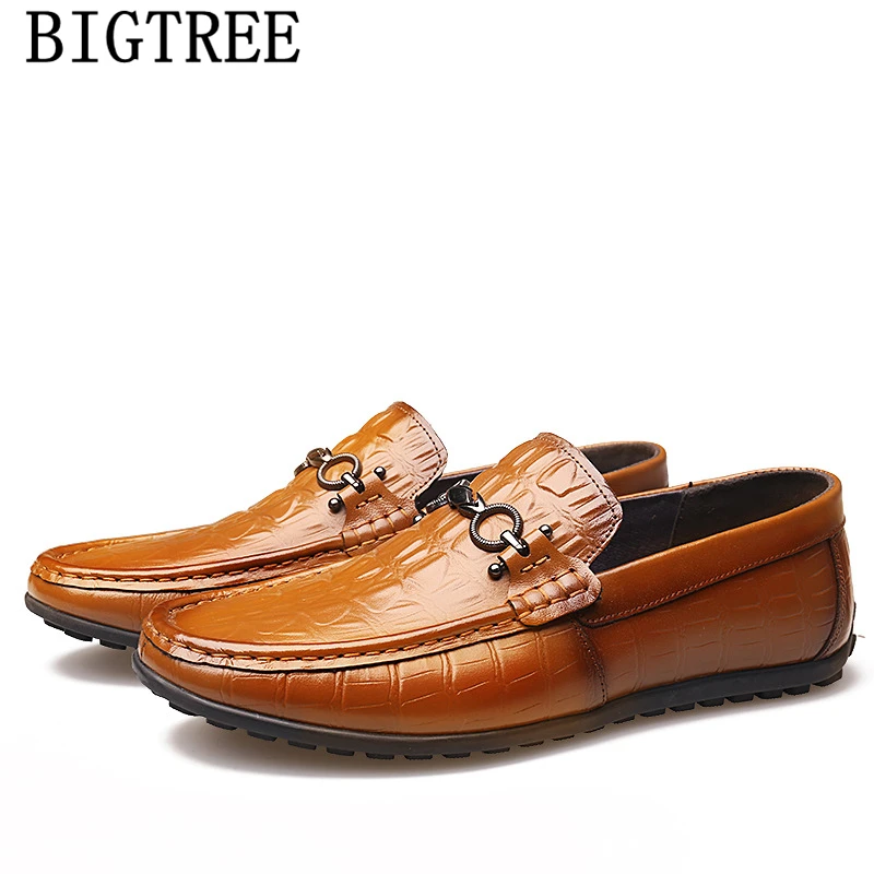Genuine Leather Shoes Men Loafers Designer Crocodile Slip On Luxury Brand Casual Shoes+male Chaussure Homme Sapato | Обувь
