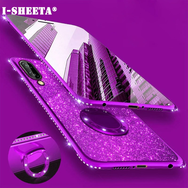 Ultra Thin Soft TPU Case For Huawei Honor 7C RU 3D Bling Plating Clear Cover 10 Lite 360 Magnetic Holder Ring Stand |