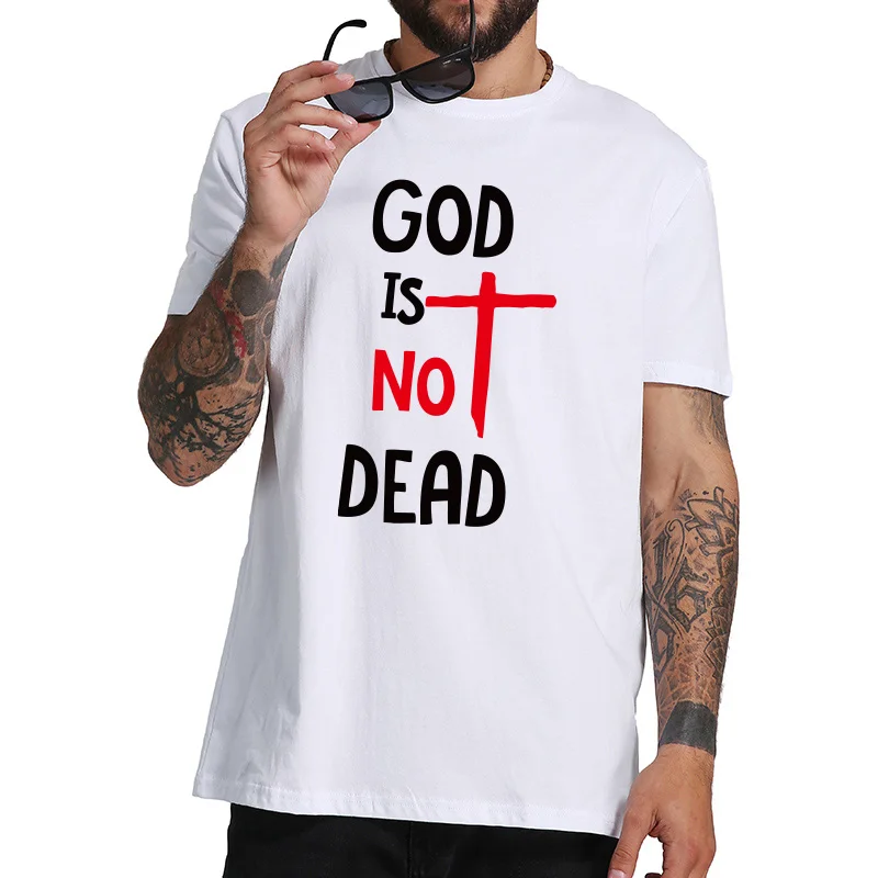 Футболка мужская с надписью God Is No Dead 100% хлопок|Мужские футболки| |