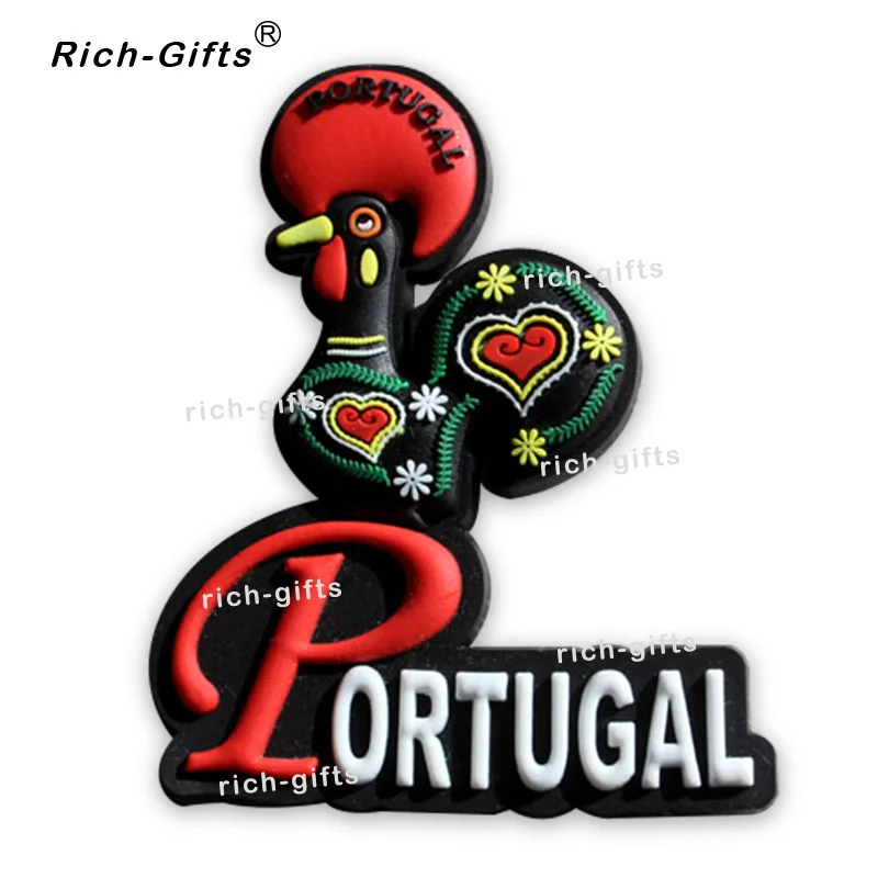 

OEM/ODM MOQ100PCS рекламный ПВХ тисненый и гравированный подарок магнит на холодильник пользовательский сувенир Португалия петух